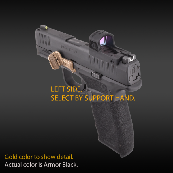 Hellcat with Grip Control, folding thumb rest, grip for pistols