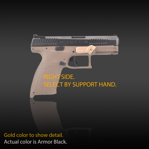 P10 with Grip Control, folding thumb rest, grip for pistols